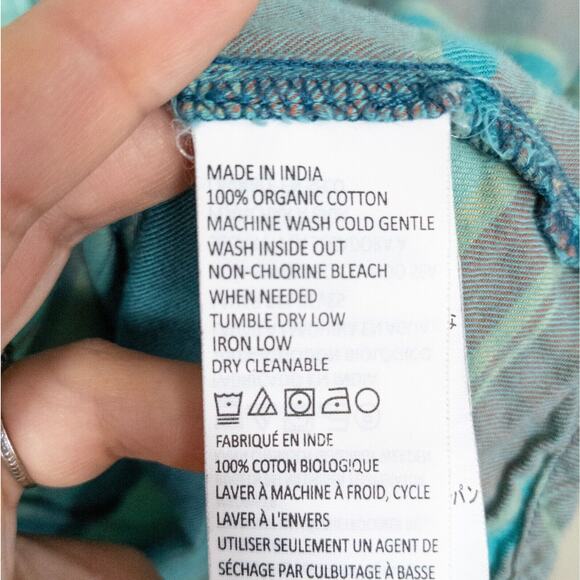 PRANA Percy Long Sleeve Button Front Shirt Atlantic Stripe Green Women's Medium - Picture 5 of 5